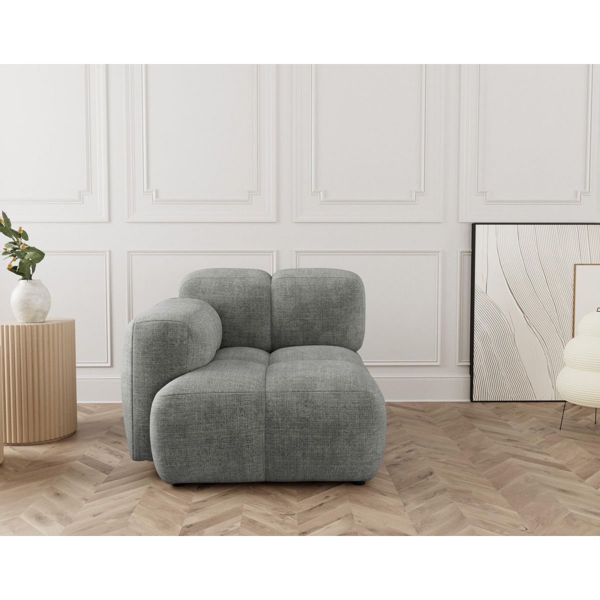 LISA DESIGN Grace - module d'assise gauche en velours texturé