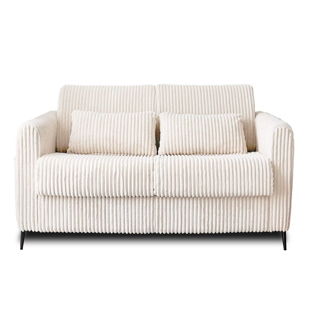 LISA DESIGN Owen - canapé 3 places convertible express couchage quotidien 140 cm matelas 12 cm en velours côtelé grosses côtes
