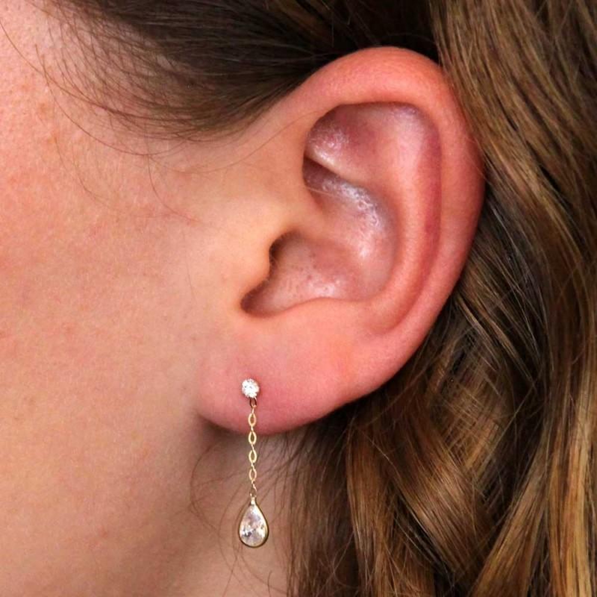 Voir la diapositive 2 : L'ATELIER D'AZUR Boucles d'Oreilles Or Jaune et Zirconium - Pendantes - Femme ou Enfant