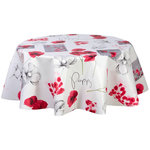 TOILINUX Nappe en toile cirée ronde Coquelicot. Coloris disponibles : Rouge