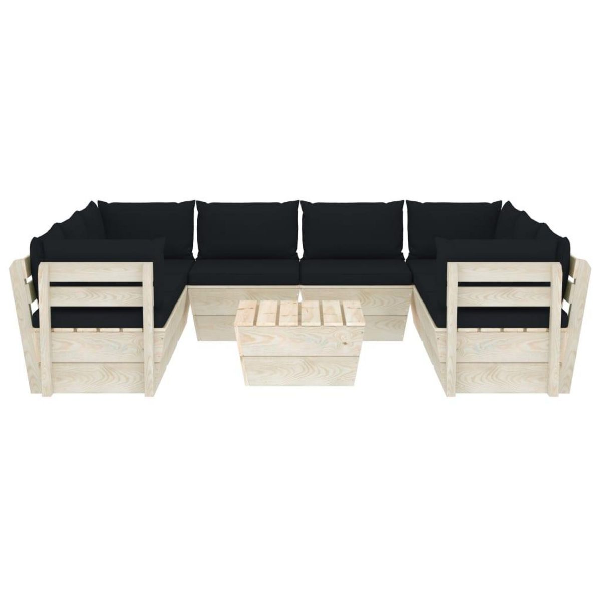 VIDAXL Salon de jardin palette 9 pcs avec coussins bois d'epicea