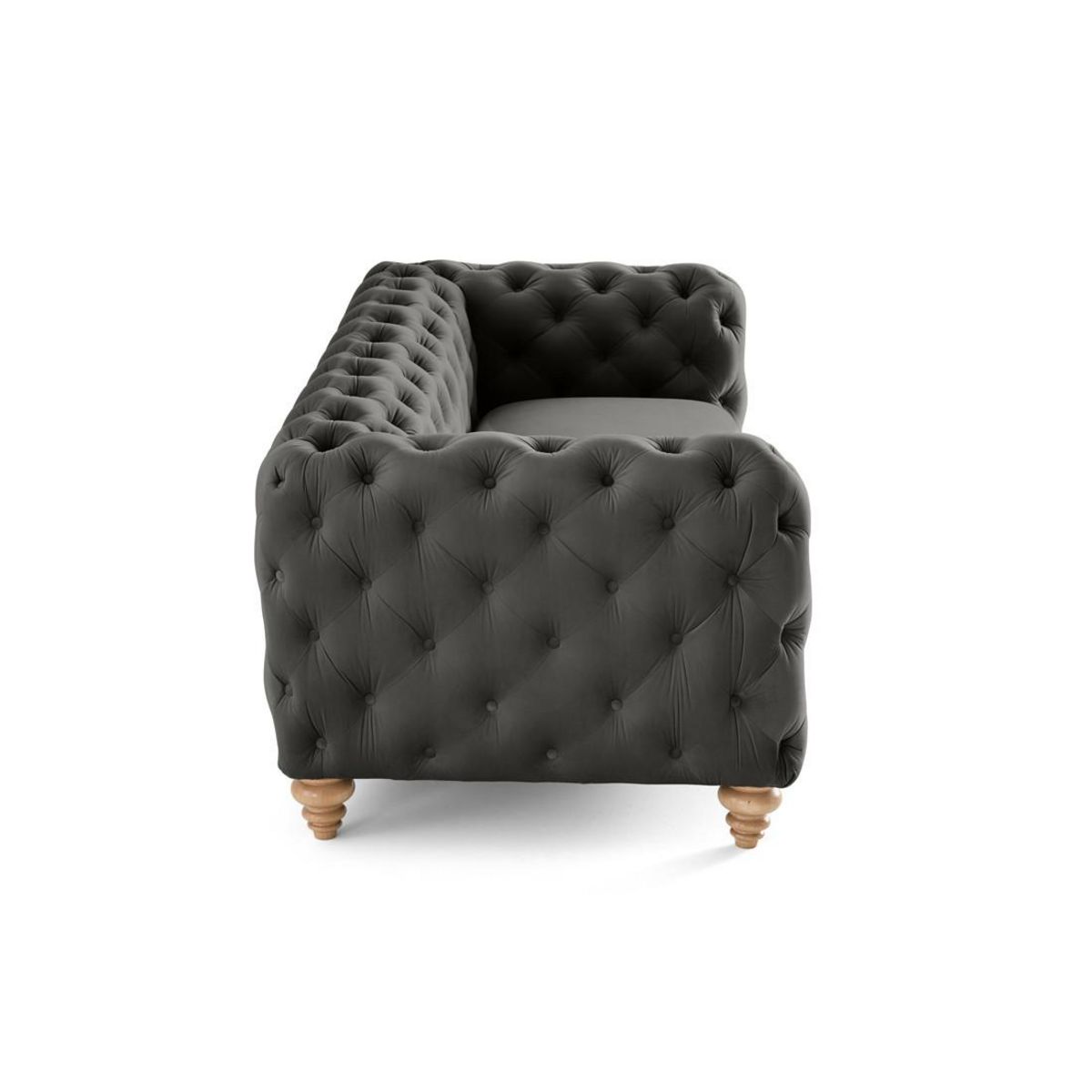 LISA DESIGN Walter - canapé 3 places chesterfield en velours - pieds bois