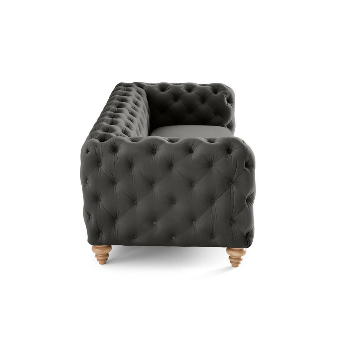 LISA DESIGN Walter - canapé 3 places chesterfield en velours - pieds bois