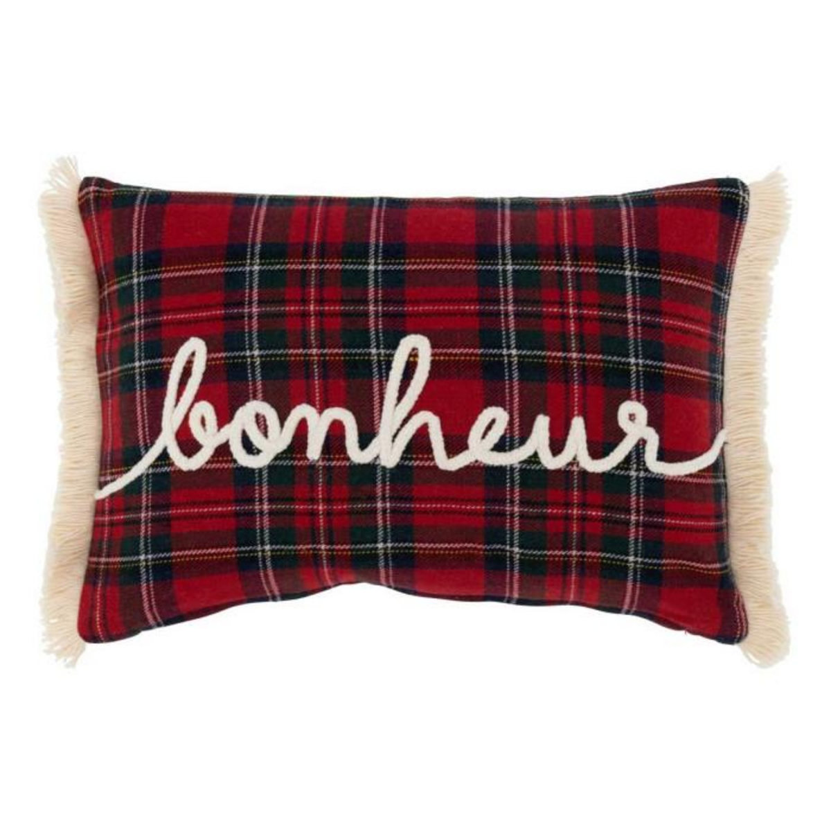 Paris Prix Coussin Déco à Carreaux  Bonheur  30x45cm Rouge