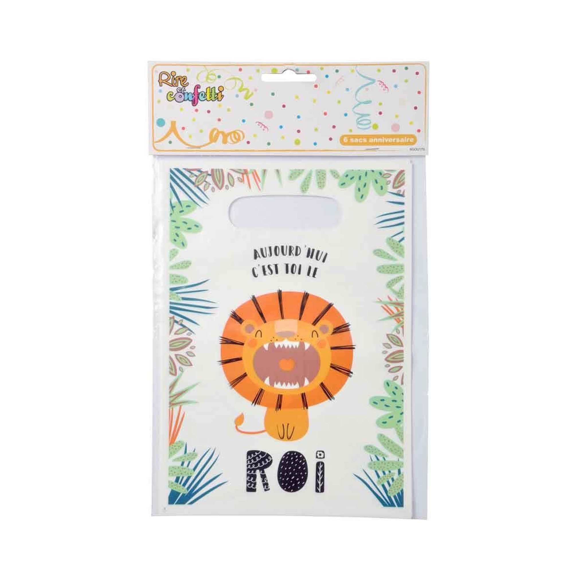Voir la diapositive 2 : HOMEA Lot de 6 Sacs à Bonbons  Savane  23cm Vert & Orange