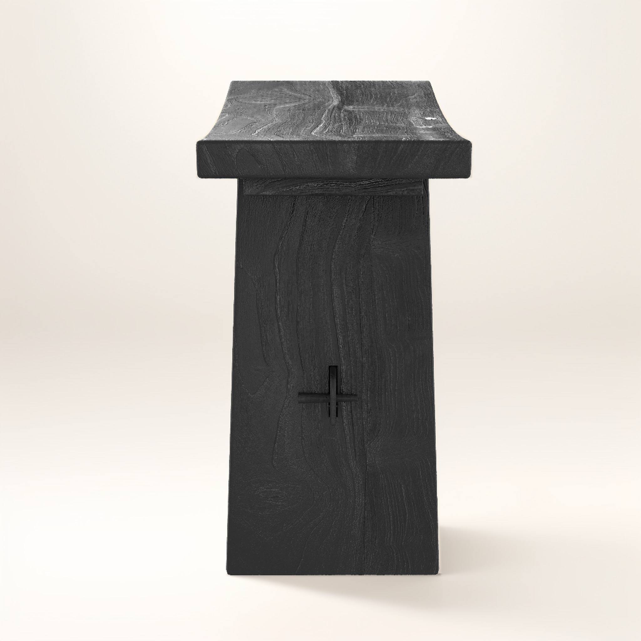 Voir la diapositive 5 : MAISON PAVANE Tabouret en bois de teck recyclé peint en noir-Eka
