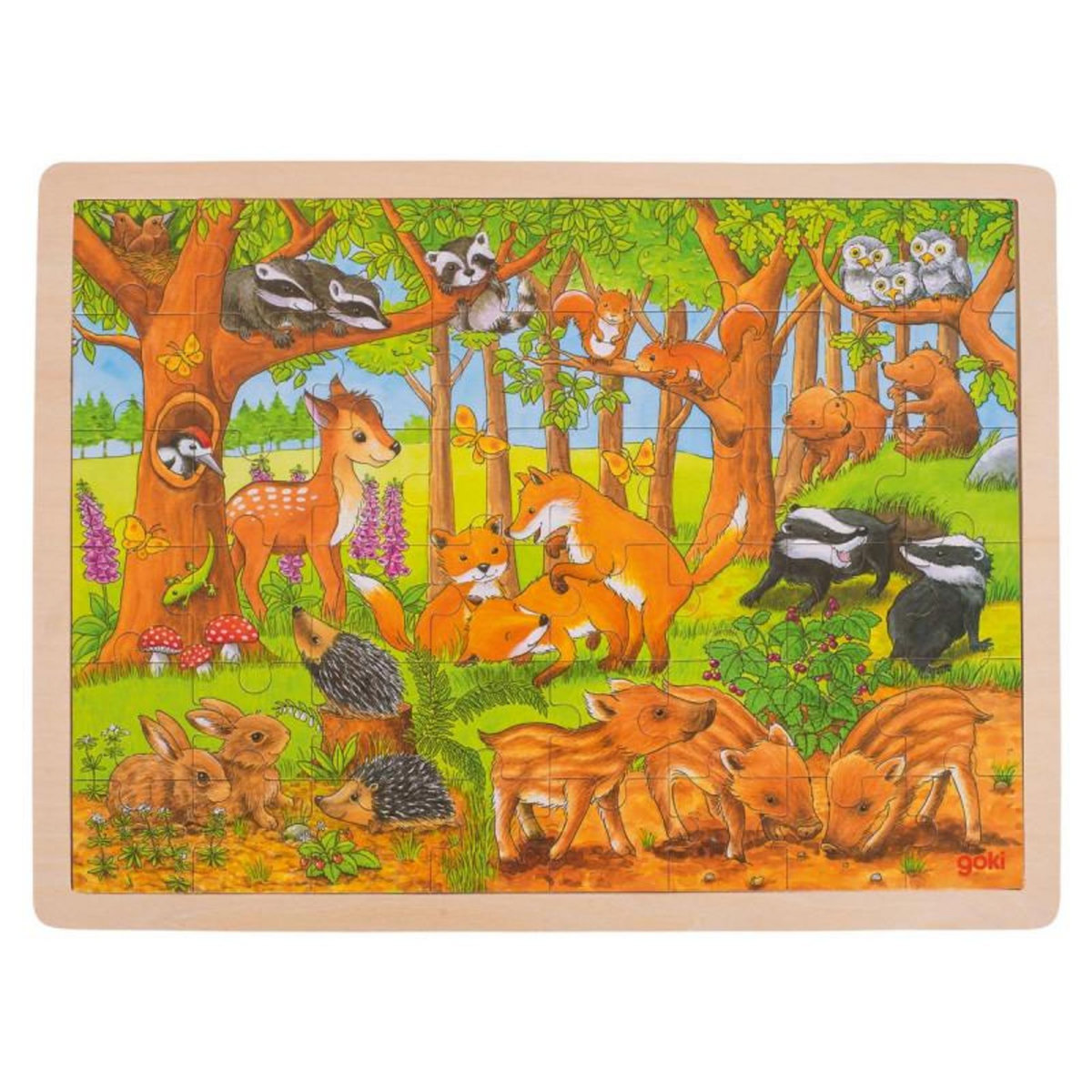Goki GOKI Wooden Jigsaw Puzzle - Forest Animals, 48st.