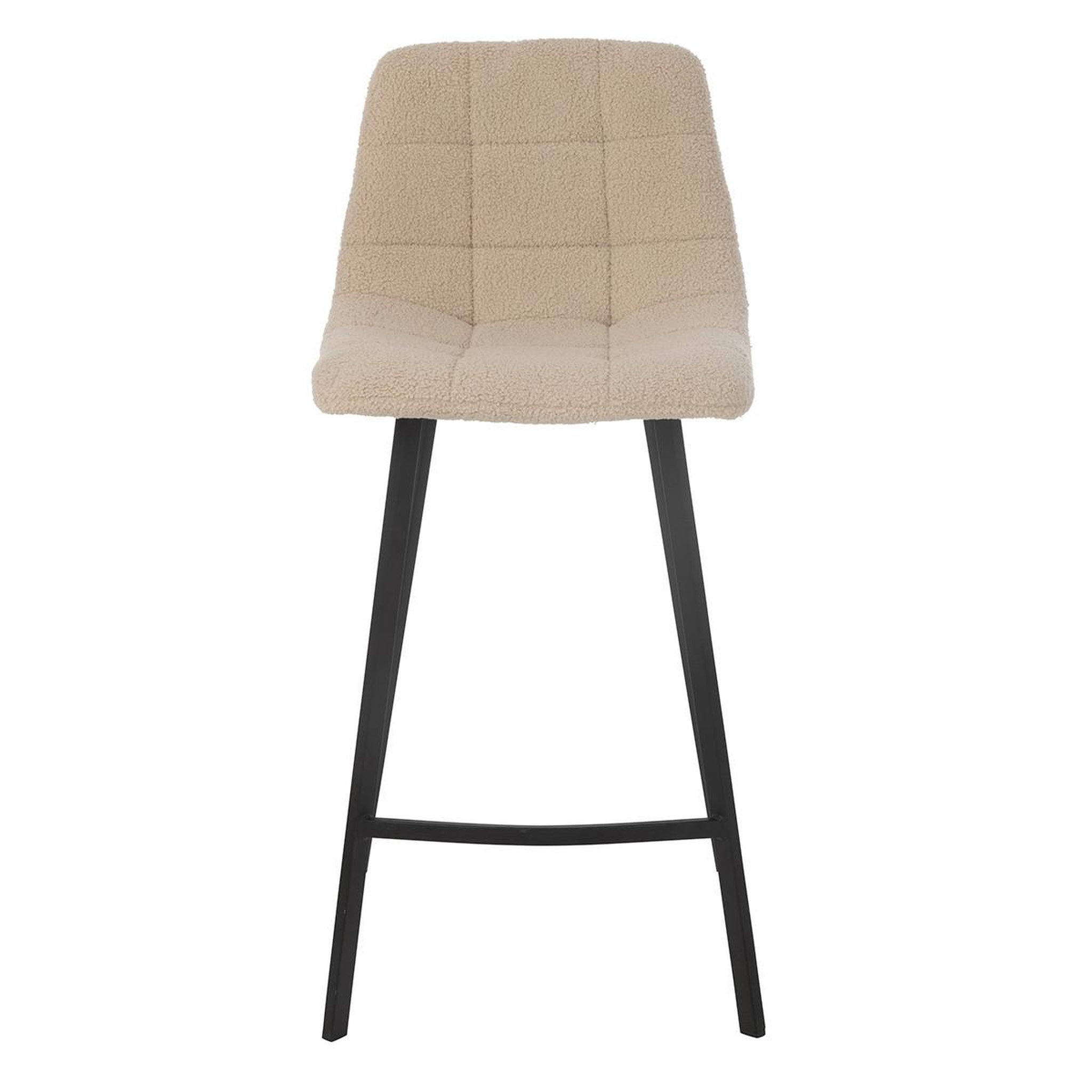 Voir la diapositive 2 : J-LINE Chaise de bar matelassée bouclette  kent  95cm blanc