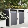 Voir la diapositive 2 : OUTSUNNY Abri poubelles double - cache poubelles 2 x 240L - portes, couvercles - tôle acier ondulé blanc gris