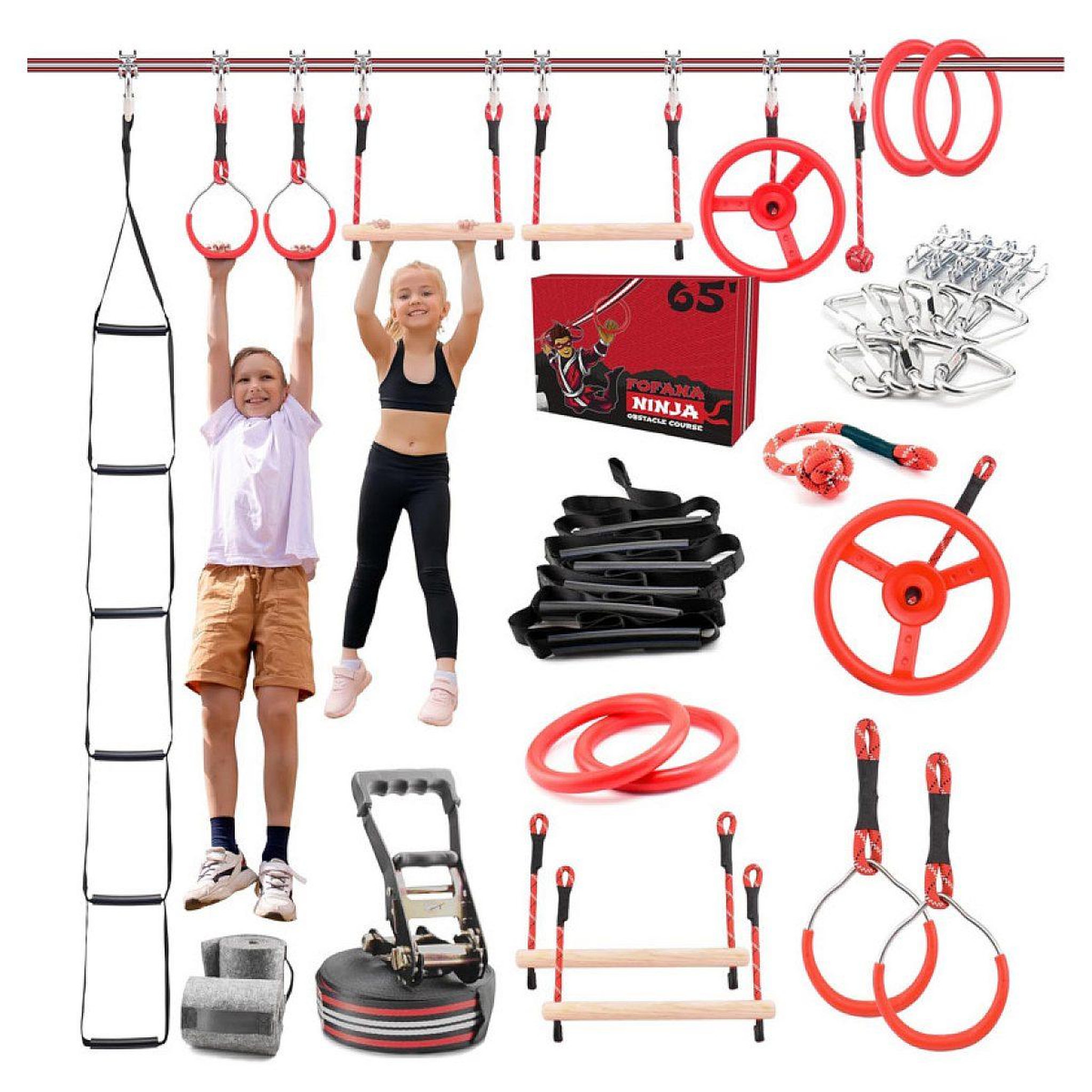 Icare Parcours d'obstacles slackline 32 pièces - ninja line