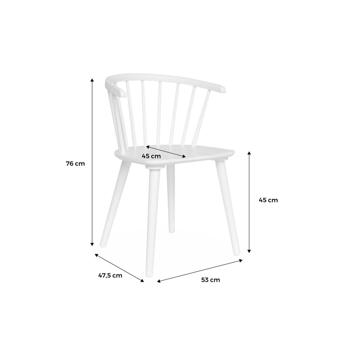 SWEEEK Lot de 4 chaises noires à barreaux en bois et contreplaqué. Paula. L 51 x P 53 x H 75cm