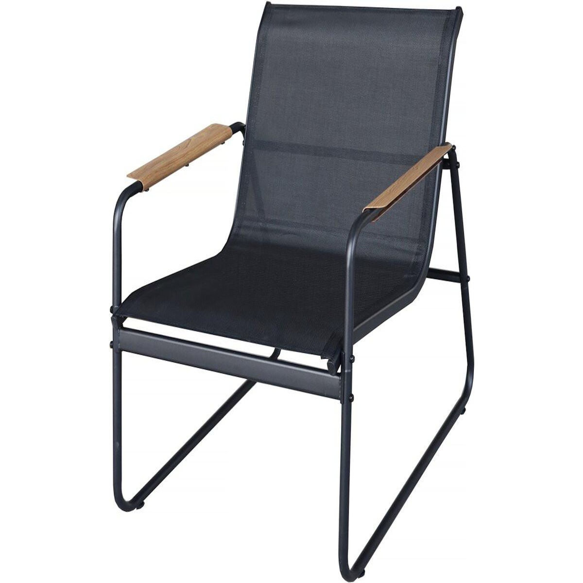 Habitat et Jardin Salon de jardin en métal avec décor imitation bois  Sparta  - 4 places - Noir