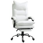 VINSETTO Fauteuil de bureau direction hauteur réglable dossier inclinable repose-pied intégré revêtement synthétique blanc