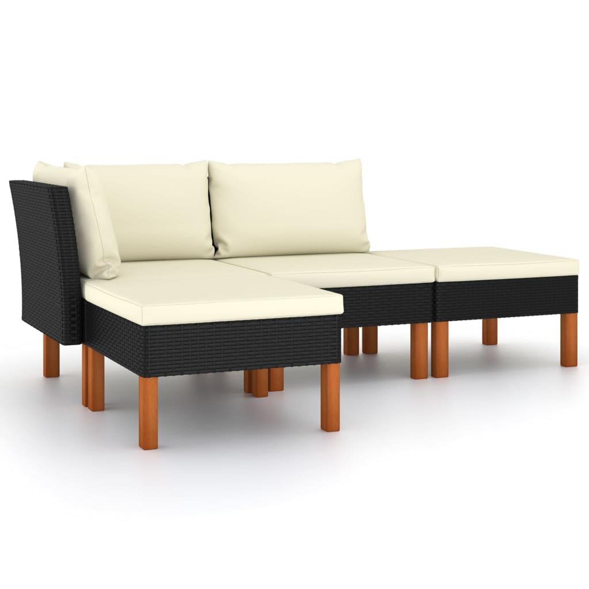 Voir la diapositive 2 : VIDAXL Salon de jardin 4 pcs avec coussins Resine tressee Noir