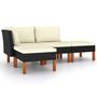 Voir la diapositive 2 : VIDAXL Salon de jardin 4 pcs avec coussins Resine tressee Noir