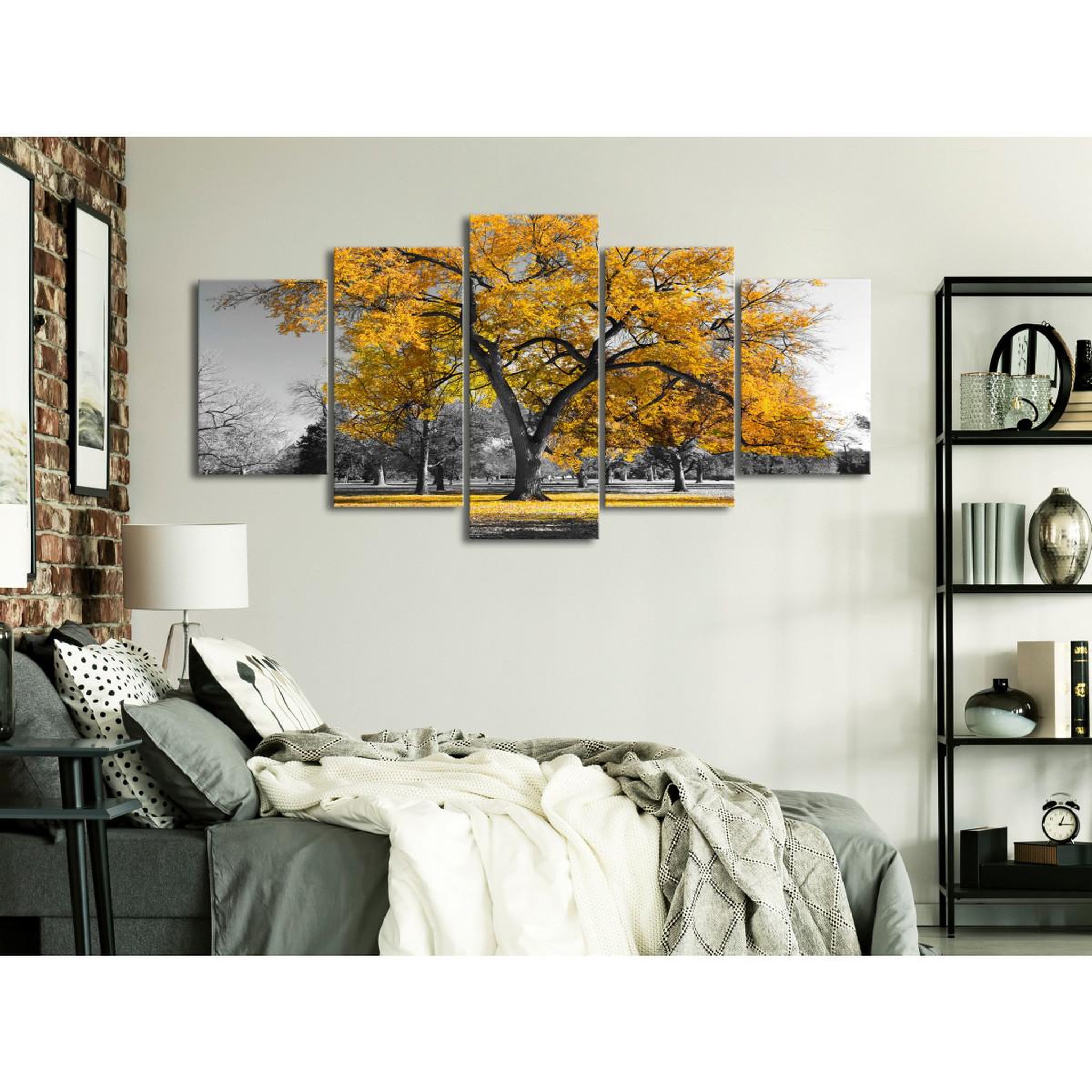 Voir la diapositive 2 : Paris Prix Tableau 5 panneaux  autumn in the park wide gold