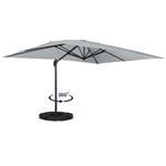 ID MARKET Parasol déporté inclinable rotatif 360 CALVI gris clair 3x4 M avec 4 dalles et housse