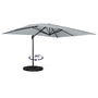 Voir la diapositive 1 : ID MARKET Parasol déporté inclinable rotatif 360 CALVI gris clair 3x4 M avec 4 dalles et housse