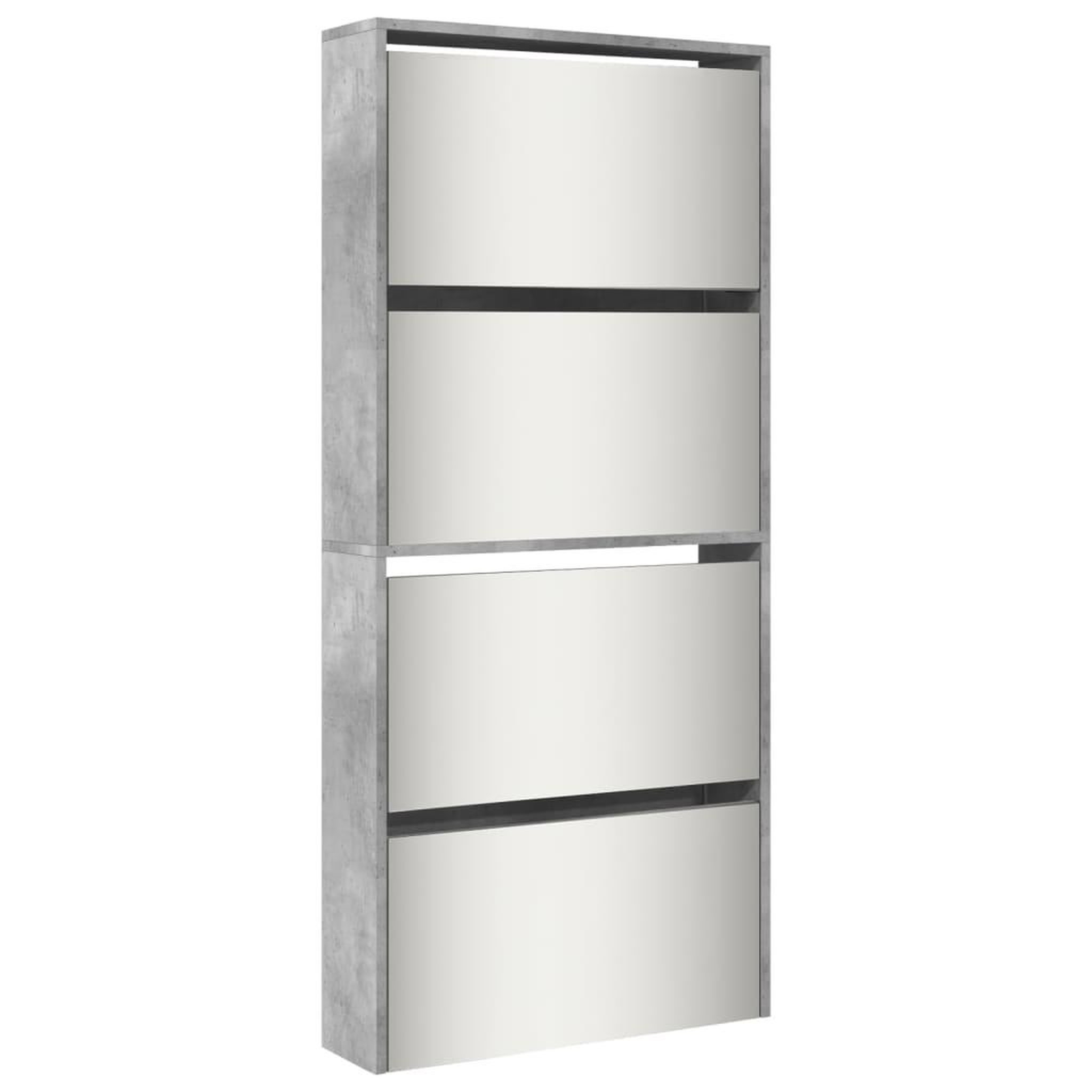 Voir la diapositive 2 : VIDAXL Armoire a chaussures et miroir 4 niveaux gris beton 63x17x134cm