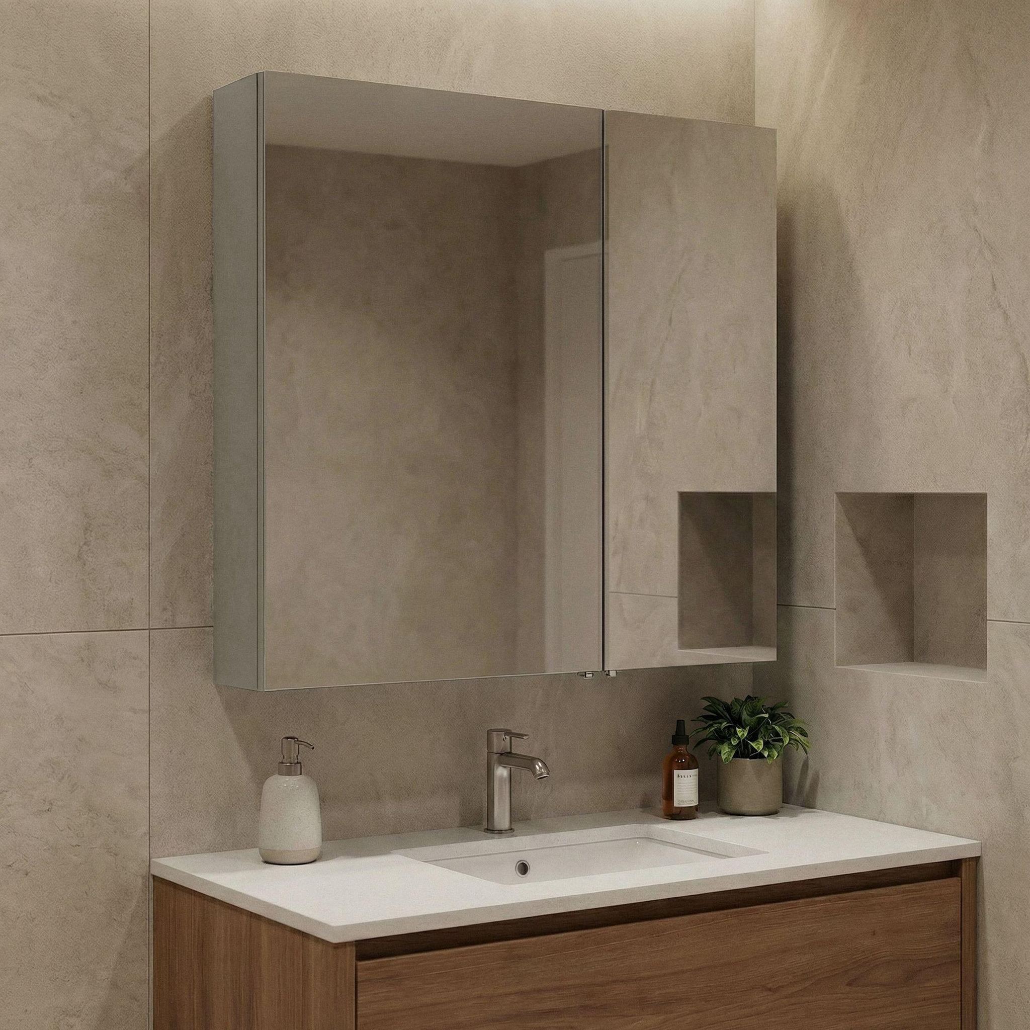Voir la diapositive 2 : Habitat et Jardin Meuble salle de bain avec miroir  bari 60  - 60 x 16 x 66 cm - matte cashmere