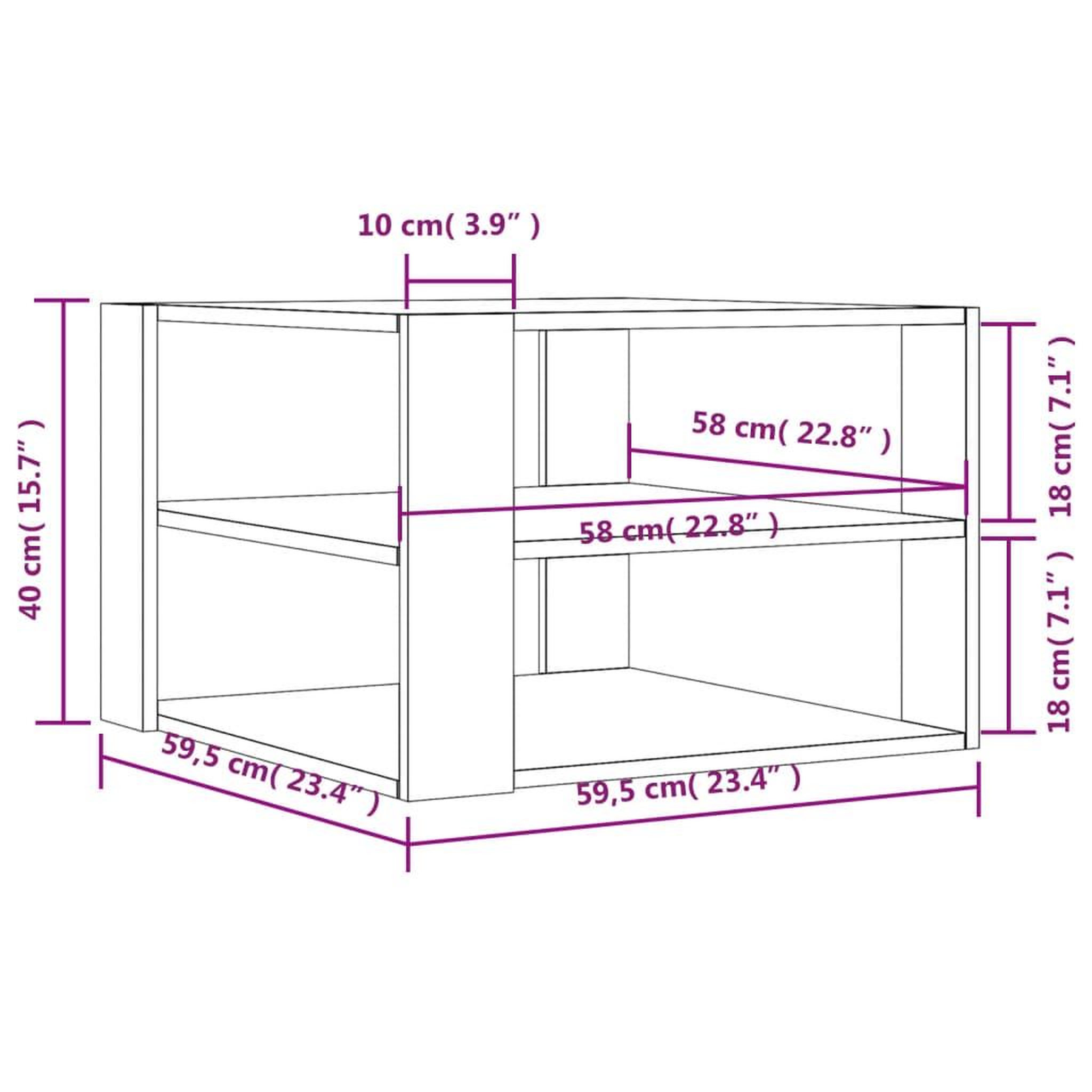 Voir la diapositive 6 : VIDAXL Table basse chene fume 59,5x59,5x40 cm bois d'ingenierie