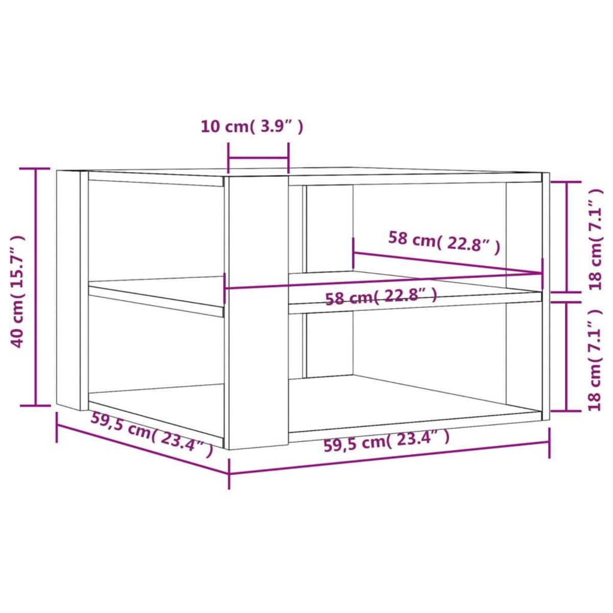 VIDAXL Table basse chene fume 59,5x59,5x40 cm bois d'ingenierie