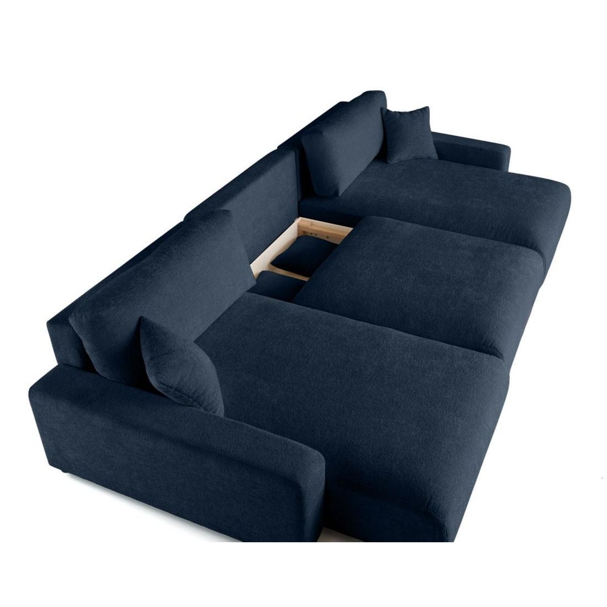 LISA DESIGN Pivoine - canapé panoramique en u - 7 places - convertible avec coffre - en velours texturé