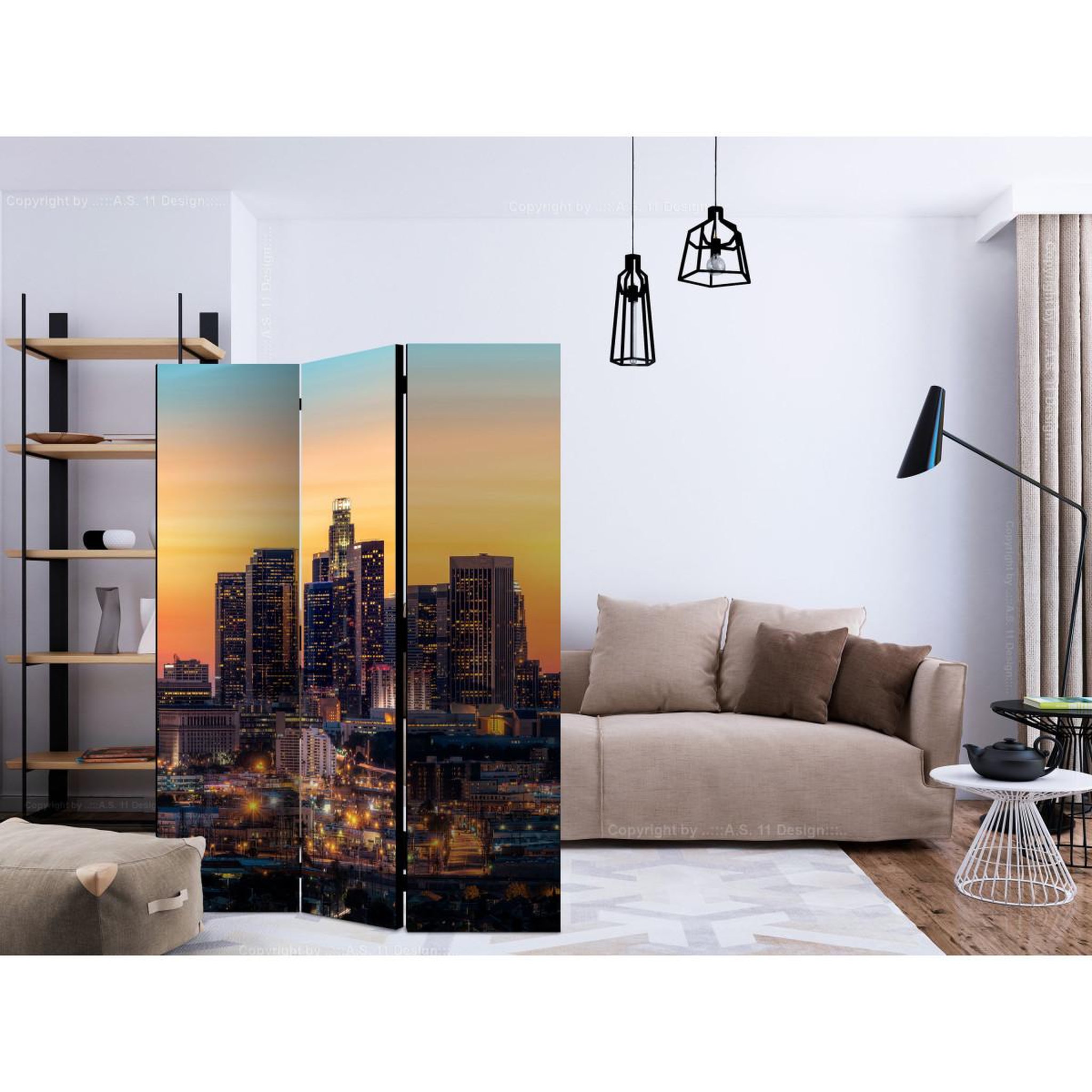 Voir la diapositive 2 : Paris Prix Paravent 3 volets  californian evening  135x172cm