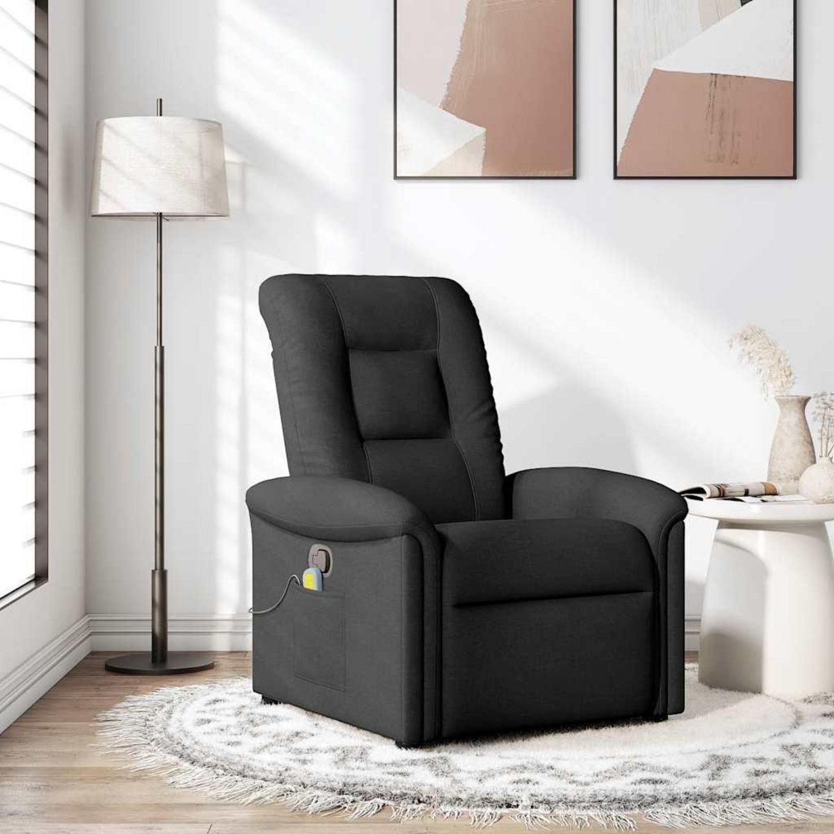 VIDAXL Fauteuil de massage inclinable Noir Tissu