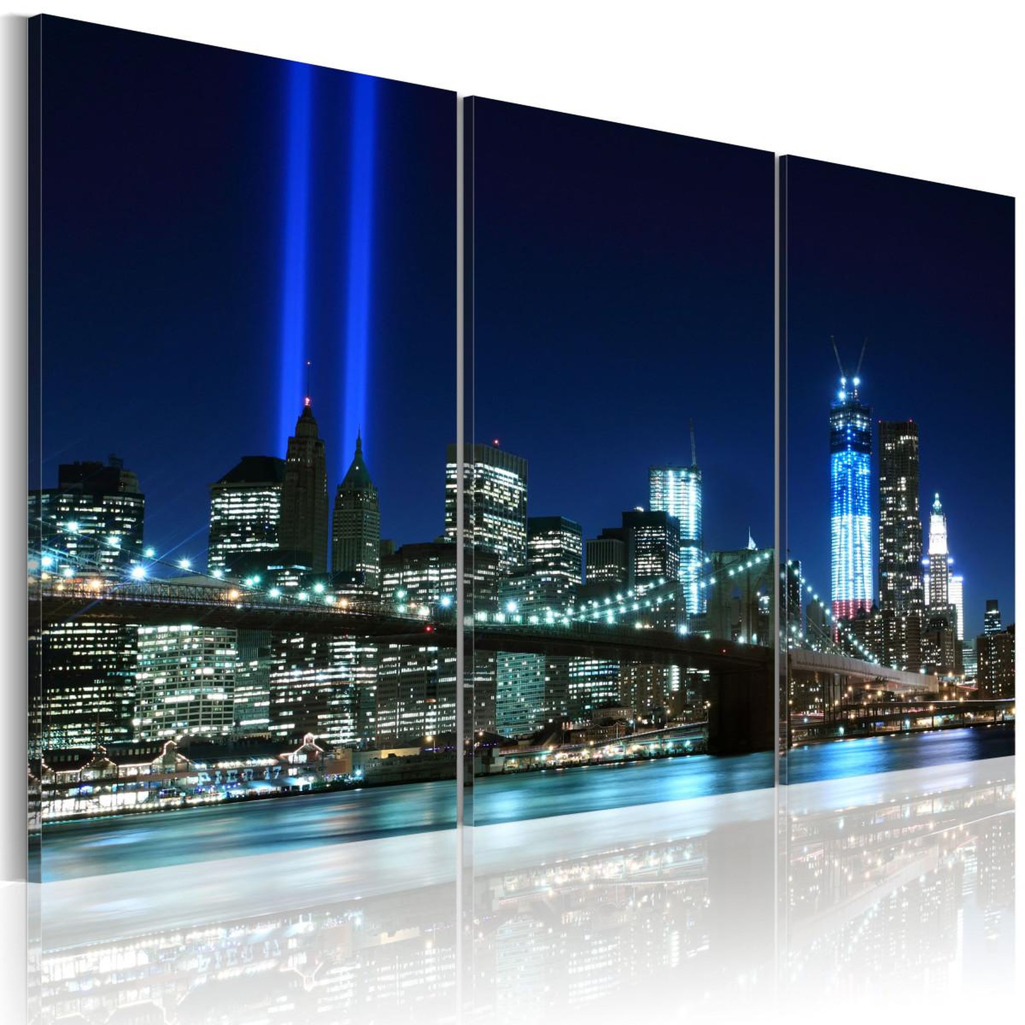Paris Prix Tableau imprimé  lumières bleues à new york. Coloris disponibles : Multicolore