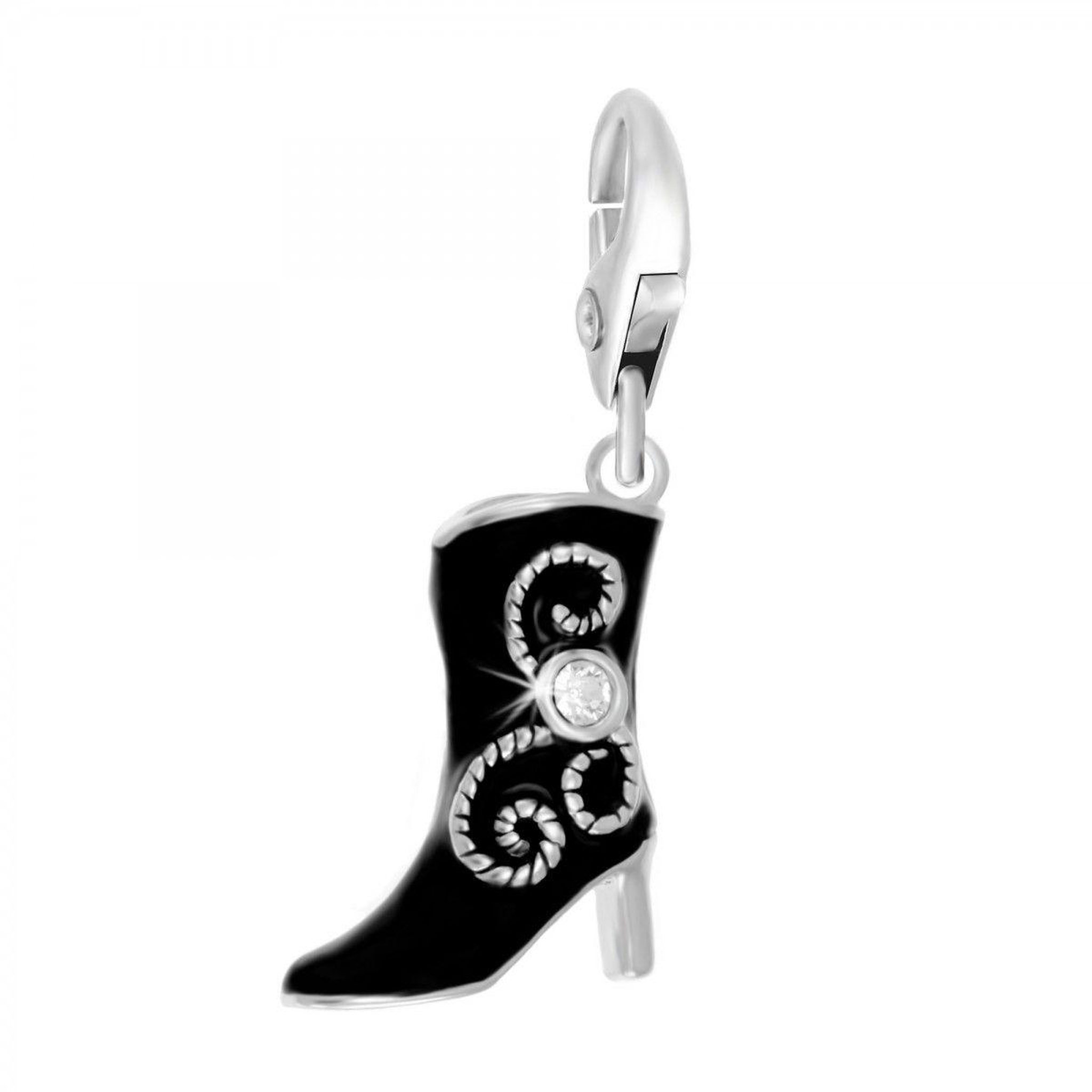 SC CRYSTAL Charm botte noir SC Crystal orné de Cristaux scintillants