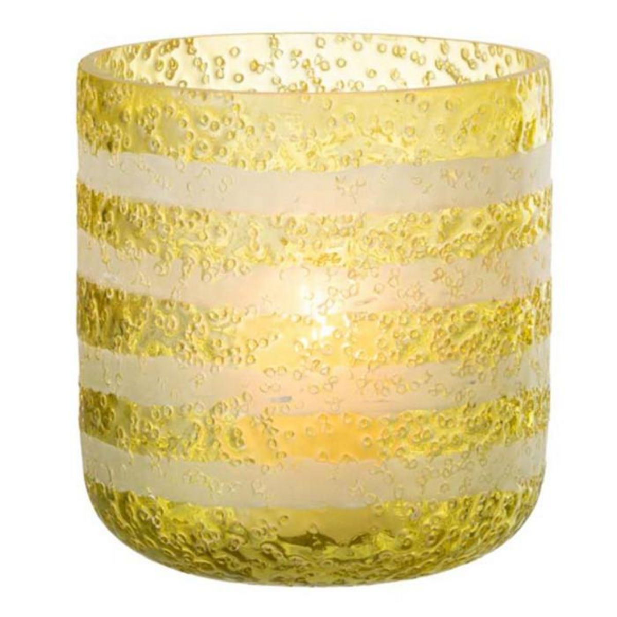 Paris Prix Photophore Design en Verre  Lignes  15cm Jaune