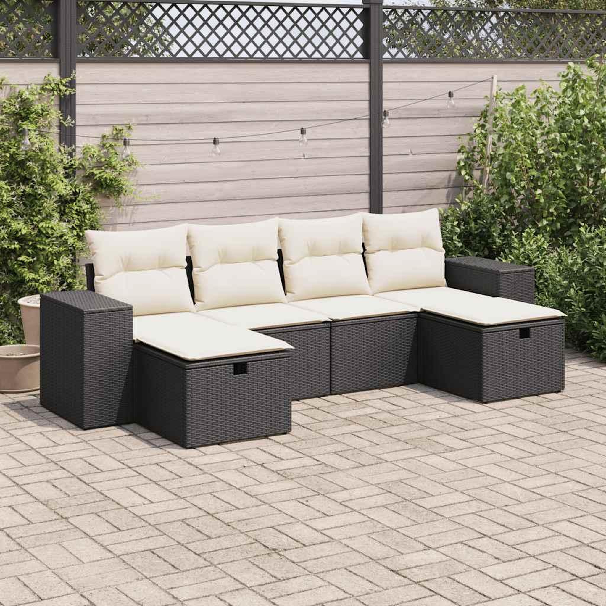 VIDAXL Salon de jardin 6 pcs avec coussins noir resine tressee