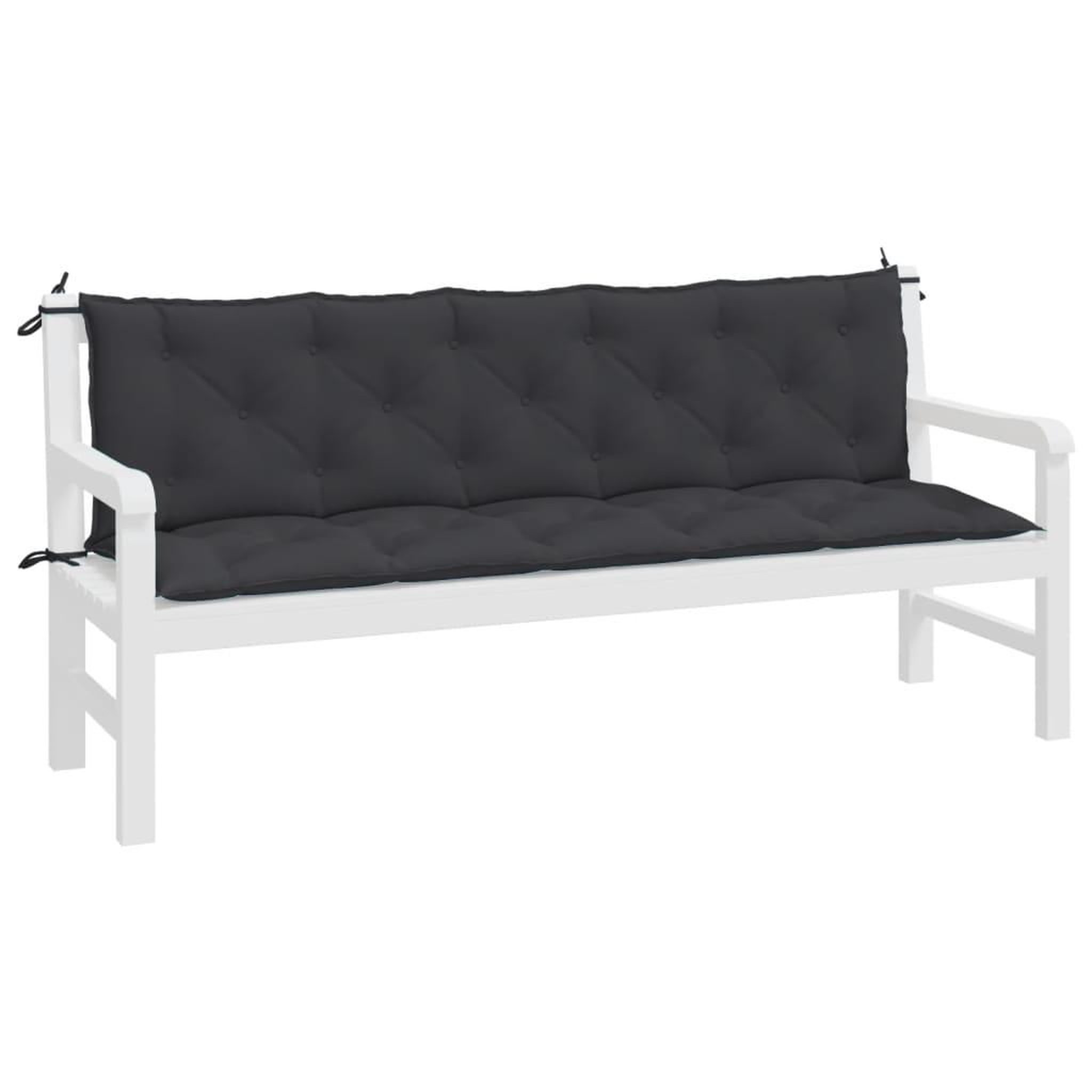 Voir la diapositive 4 : VIDAXL Coussins de banc jardin lot de 2 noir 180x50x7 cm tissu Oxford