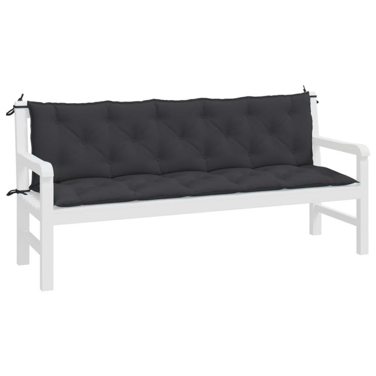 VIDAXL Coussins de banc jardin lot de 2 noir 180x50x7 cm tissu Oxford