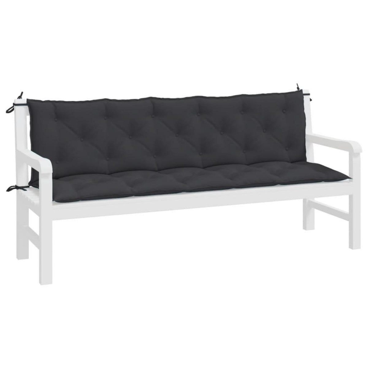 VIDAXL Coussins de banc jardin lot de 2 noir 180x50x7 cm tissu Oxford