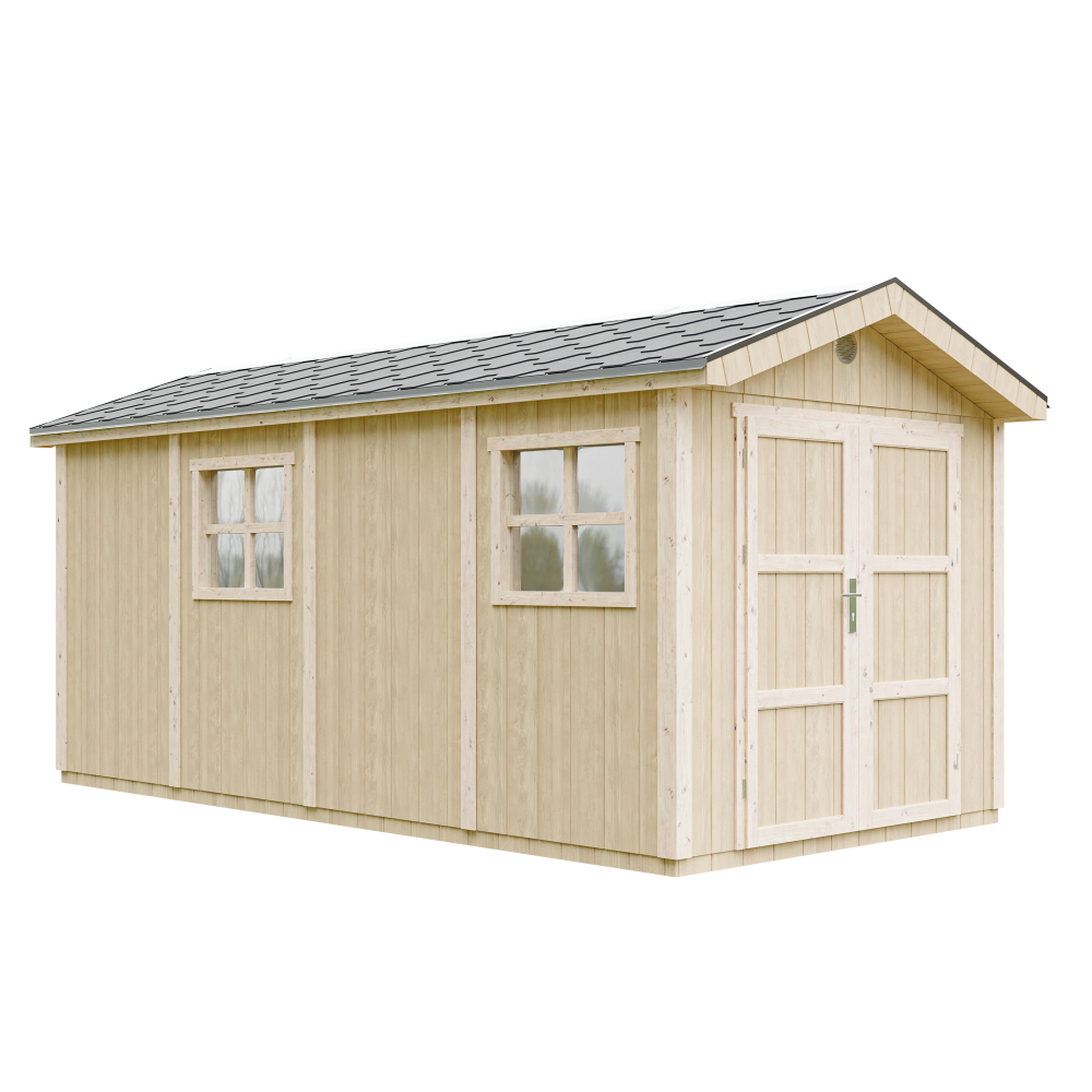 Voir la diapositive 2 : TIMBELA Abri de Jardin Qualité Premium 8.52 + 2.95 m² Avec un sol et des bardeaux bitumineux M915C