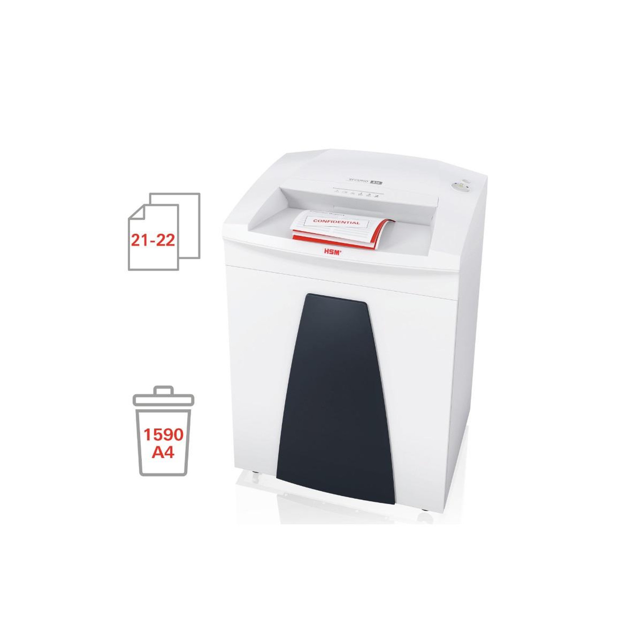 Voir la diapositive 3 : Hsm Destructeur de documents 21-22 feuilles coupe particules 4.5x30mm - 1923111