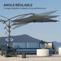 Voir la diapositive 6 : OUTSUNNY Parasol déporté octogonal inclinable rabattable diamètre 2,97 m parasol de jardin avec pied en croix anthracite