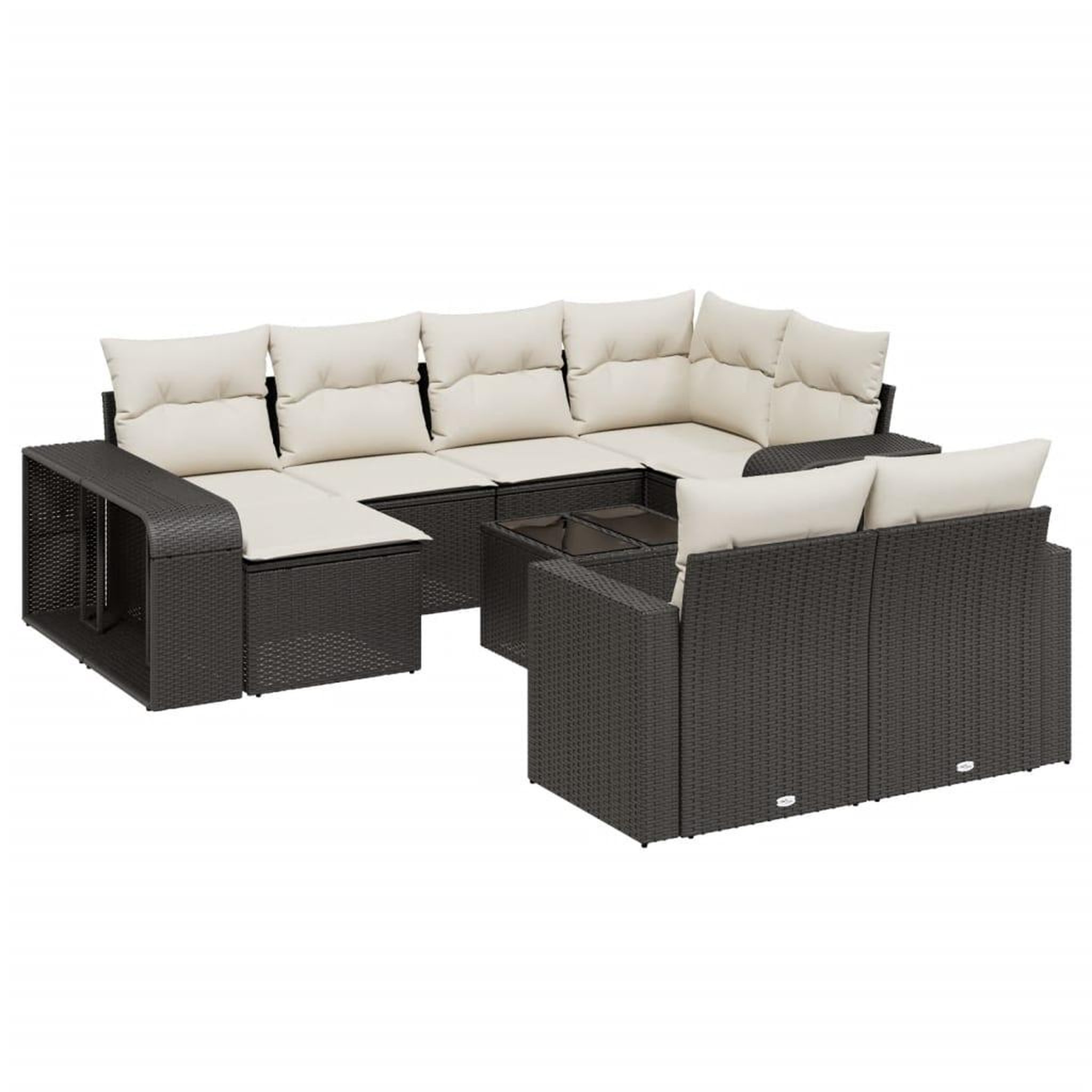 Voir la diapositive 2 : VIDAXL Salon de jardin 11 pcs avec coussins noir resine tressee