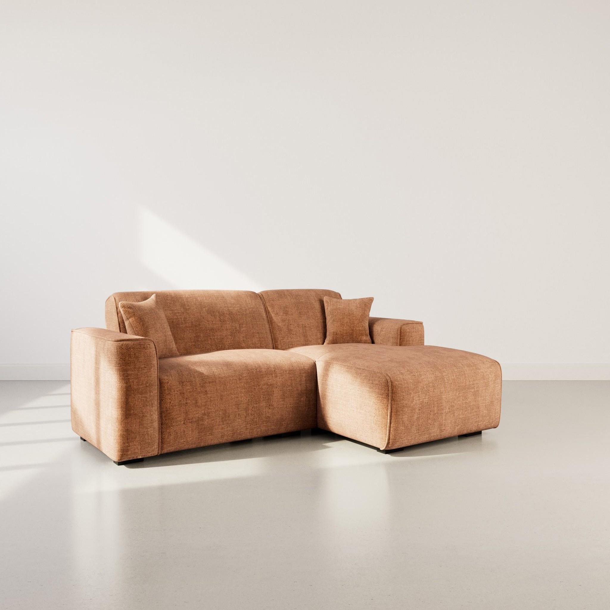 Voir la diapositive 3 : BEST MOBILIER Lison - canapé d'angle droit 4 places en velours texturé