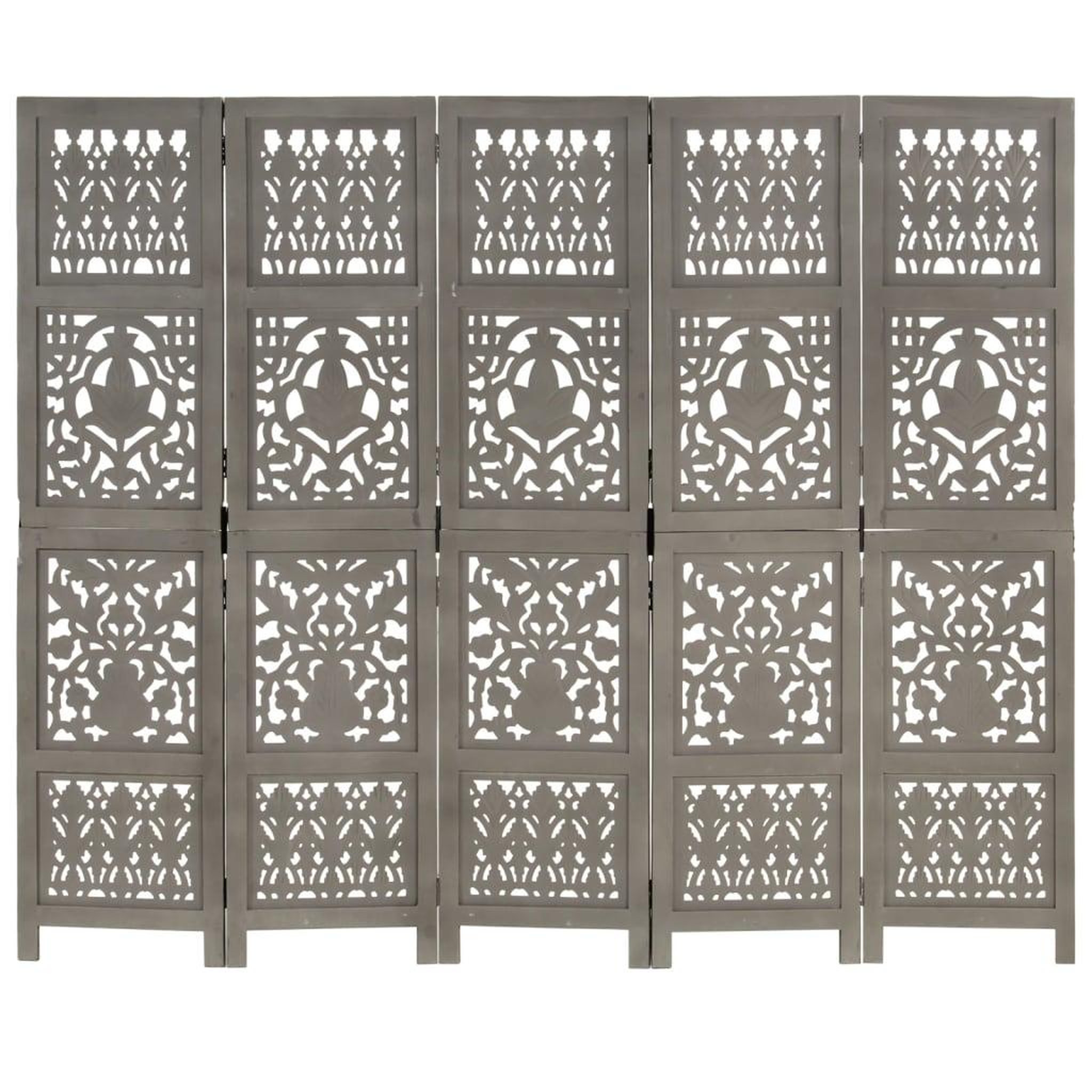 Voir la diapositive 5 : VIDAXL Cloison de separation 5 panneaux Gris 200x165 cm Bois manguier