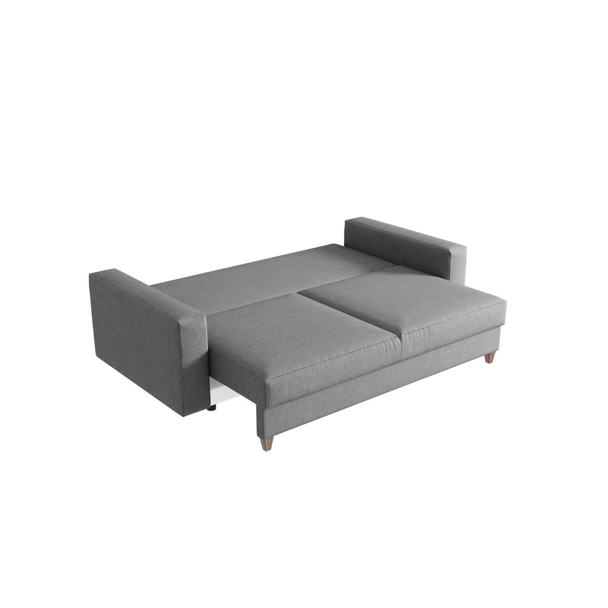 Canapé droit convertible 3 Places avec coffre OLIVIA tissu gris clair 