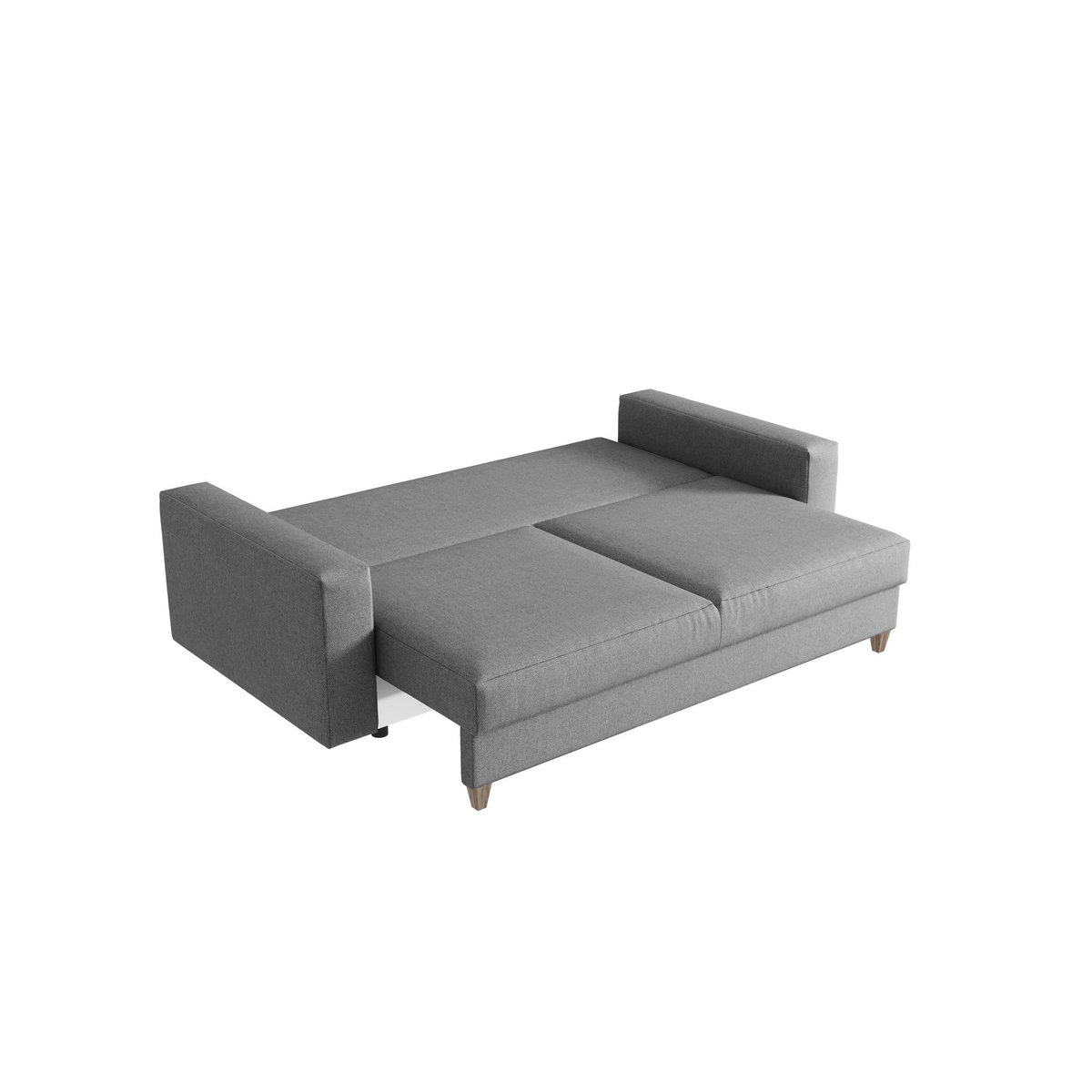 Canapé droit convertible 3 Places avec coffre OLIVIA tissu gris clair 