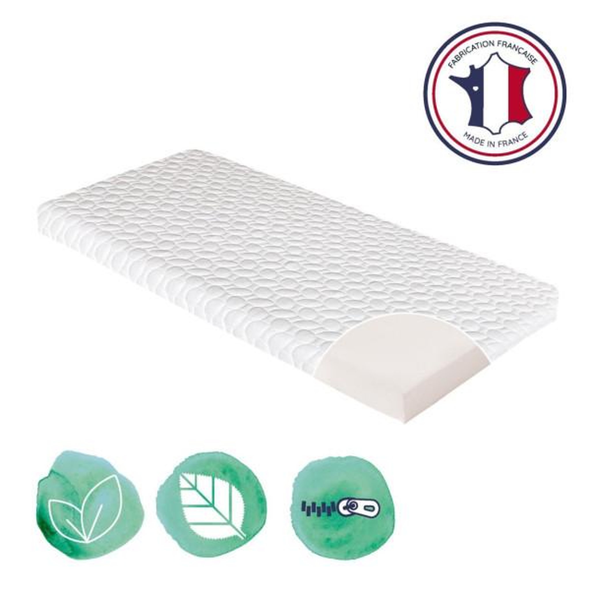 Voir la diapositive 2 : CANDIDE Matelas De Berceau Fresh CANDIDE 50x83x5cm, Sans Traitement, Idéal Cododo, Thermorégulant, Fabriqué En France, Garantie 5 Ans