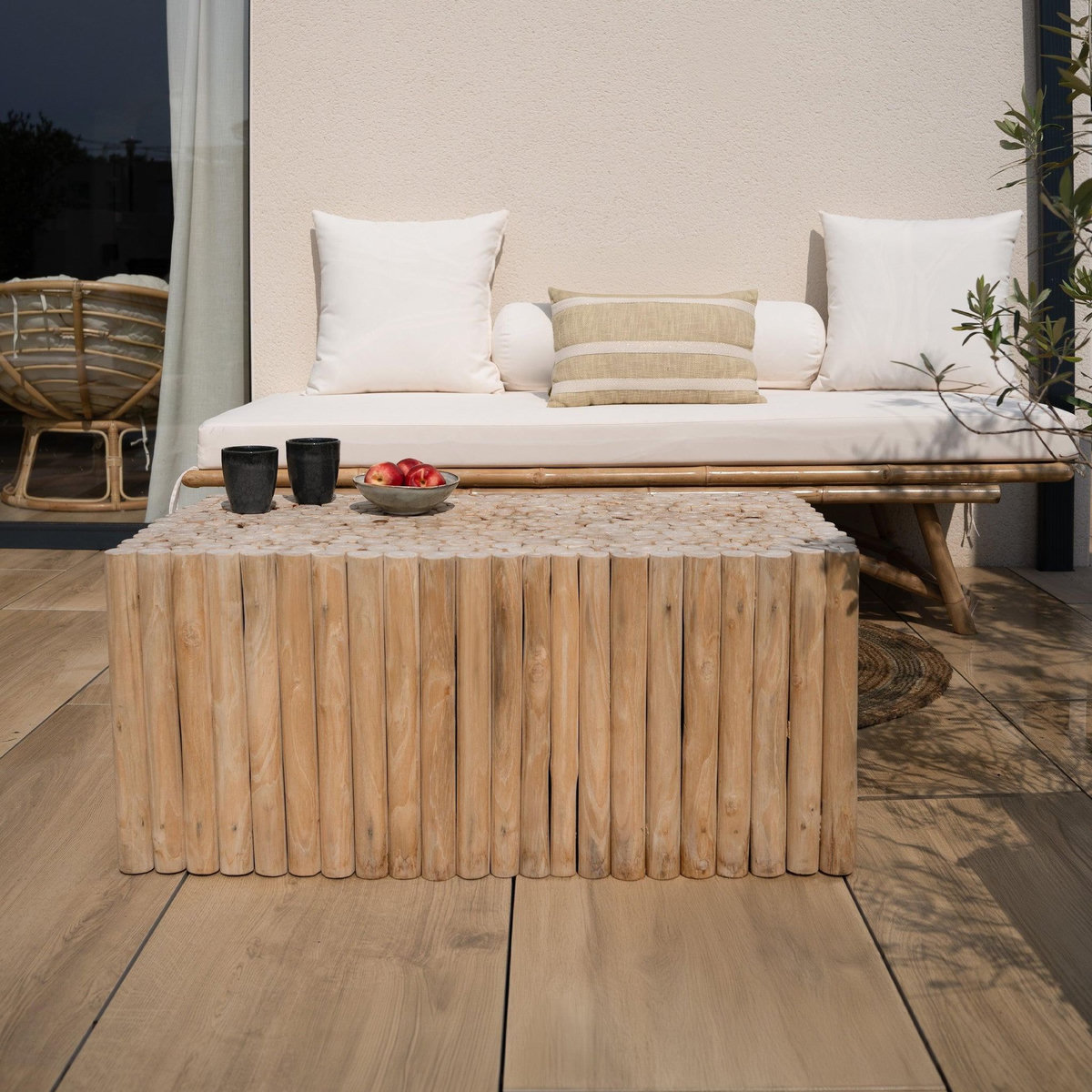 Rendez vous déco Table basse de jardin  rectangulaire 90x50cm en teck-Imani