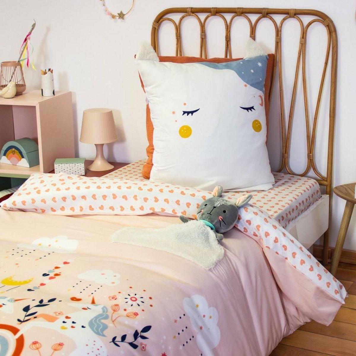 COTE DECO Housse de couette 140x200 + 1 taie Féerique