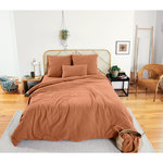 Home collection Parure housse de couette 100% gaze de coton et 57 fils caramel. Coloris disponibles : Marron