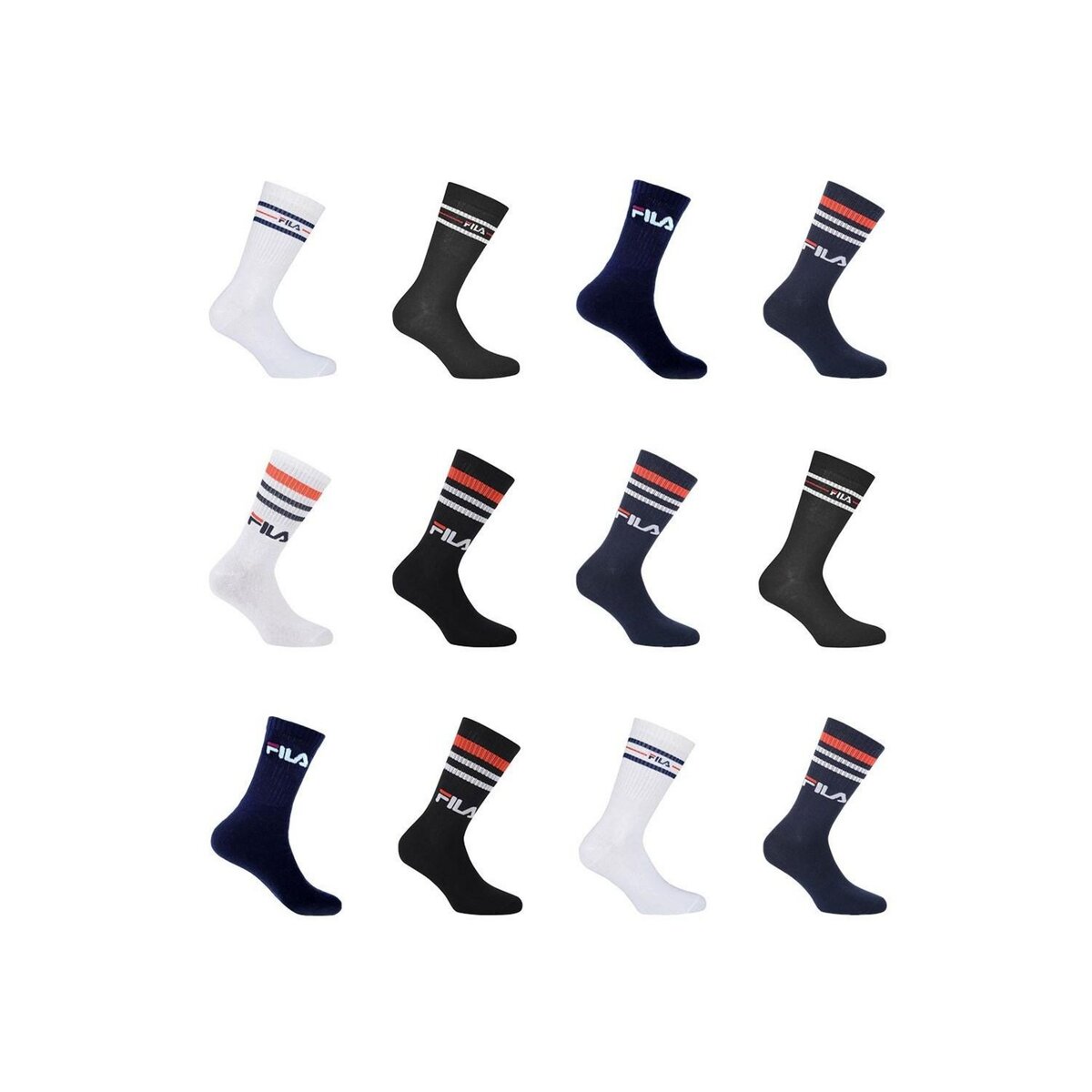 FILA Pack Surprise de 12 Paires de chaussettes tennis Homme