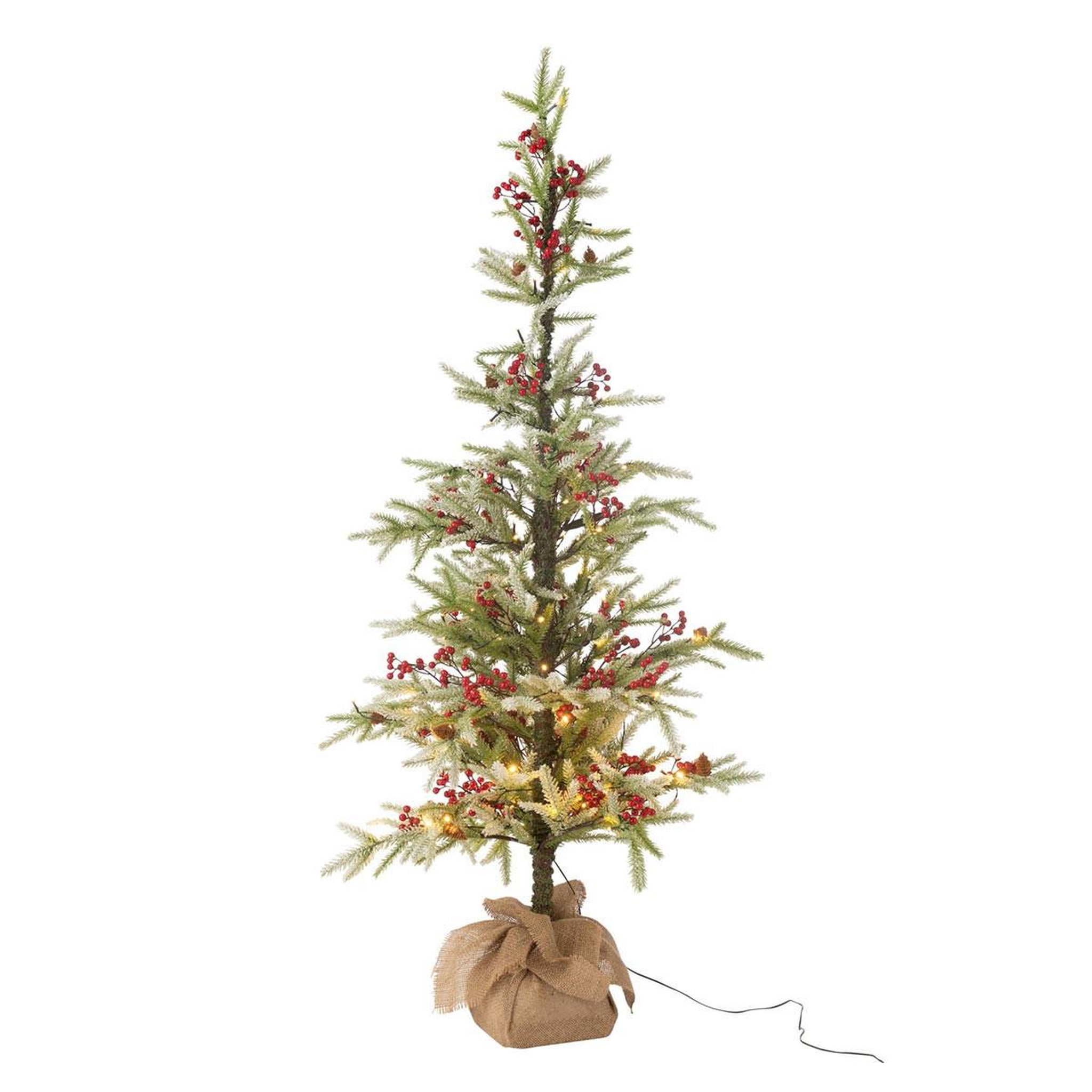 J-LINE Sapin de Noël Artificiel à LED  Jute  150cm Vert